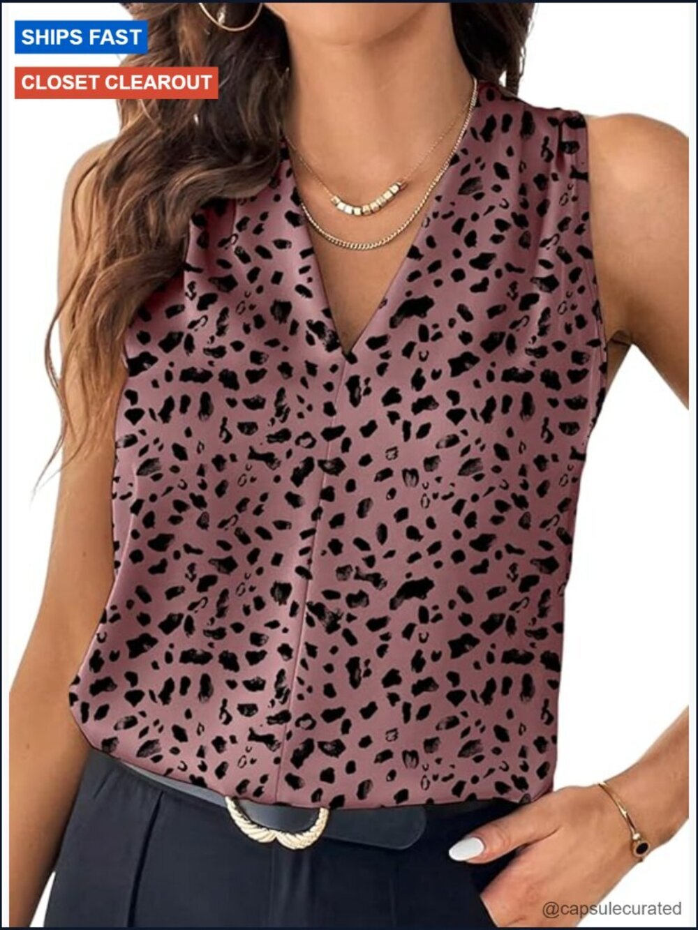 Pleated V Neck Sleeveless Tank Top Business Casual Work Blouse